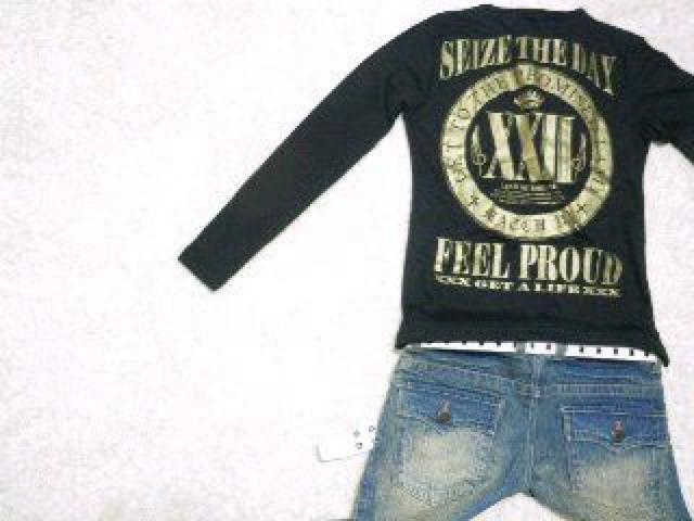 《New》悪羅悪羅★Vネック・ゴールド箔プリ*ロンTee@<ブラックL> < 男性ファッション 《New》悪羅悪羅★Vネック・ゴールド箔プリ*ロンTee@<ブラックL> < 男性ファッションの