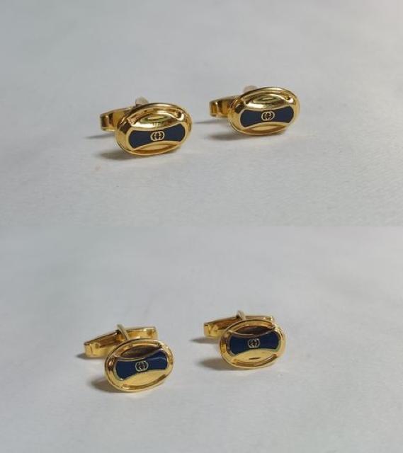 正規良 GUCCIグッチ ヴィンテージインターロッキング オーバルGGロゴカフス金×ネイビー < ブランド  正規良 GUCCIグッチ ヴィンテージインターロッキング オーバルGGロゴカフス金×ネイビー < ブランドの