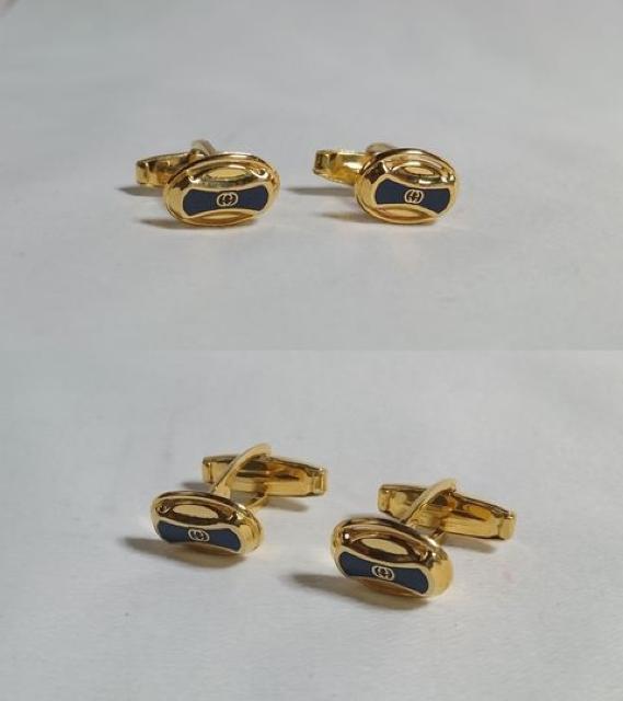 正規良 GUCCIグッチ ヴィンテージインターロッキング オーバルGGロゴカフス金×ネイビー < ブランド  正規良 GUCCIグッチ ヴィンテージインターロッキング オーバルGGロゴカフス金×ネイビー < ブランドの