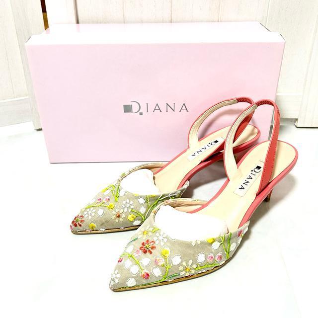 美品 DIANA ダイアナ 花柄 刺繍 パンプス 23.5cm < ブランド  美品 DIANA ダイアナ 花柄 刺繍 パンプス 23.5cm  < ブランドの