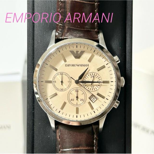 美品 EMPORIO ARMANI アルマーニ メンズ 腕時計 AR-2433 QZ クロノグラフ 稼働確認済み < ブランド 美品 EMPORIO ARMANI アルマーニ メンズ 腕時計 AR-2433 QZ クロノグラフ 稼働確認済み < ブランドの