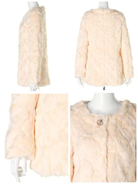 リップサービスLIPノーカラーフェイクファーコート*ビジュー美品 < ブランド  リップサービスLIPノーカラーフェイクファーコート*ビジュー美品 < ブランドの