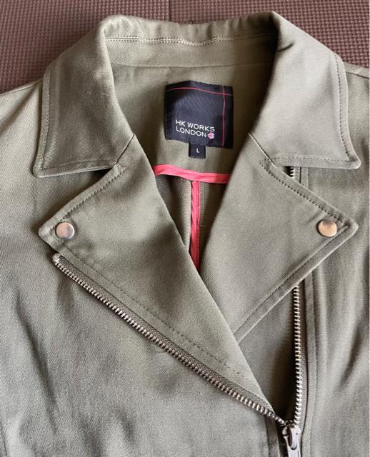 しまむら HK WORKS LONDON ストレッチ ライダースジャケット カーキ L 美品 レディース アベイル < 女性ファッション  しまむら HK WORKS LONDON ストレッチ ライダースジャケット カーキ L 美品 レディース アベイル < 女性ファッションの