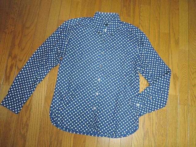 SOPHNET. ソフネット ドット柄シャツ S 長袖シャツ インディゴ デニム染め系 < ブランド  SOPHNET. ソフネット ドット柄シャツ S 長袖シャツ インディゴ デニム染め系 < ブランドの