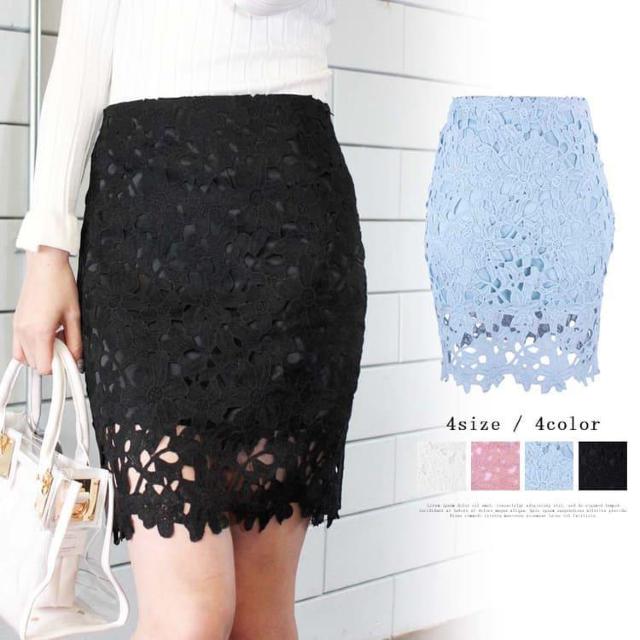 お宝価格出品400円★レーススカート 大人可愛い 花柄 ブルーL < 女性ファッション  お宝価格出品400円★レーススカート 大人可愛い 花柄 ブルーL < 女性ファッションの