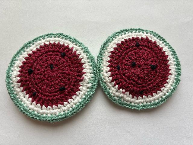 ハンドメイド コースター 一枚で二度美味しいスイカ♪ ペア < 女性ファッション  ハンドメイド コースター 一枚で二度美味しいスイカ♪ ペア  < 女性ファッションの