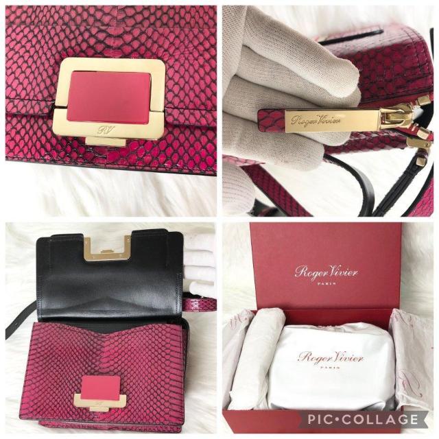 【未使用級】ロジェヴィヴィエ ショルダーバッグ セミショルダー パイソン ゴールド金具 < 女性ファッション  【未使用級】ロジェヴィヴィエ ショルダーバッグ セミショルダー パイソン ゴールド金具 < 女性ファッションの