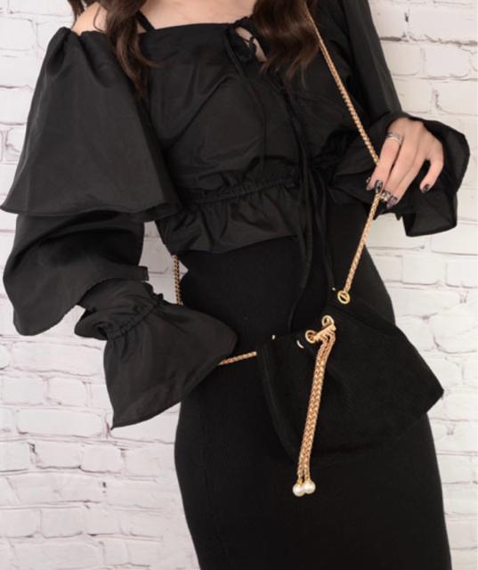 ゴールドチェーン コーデュロイショルダーバッグ < 女性ファッション ゴールドチェーン コーデュロイショルダーバッグ < 女性ファッションの