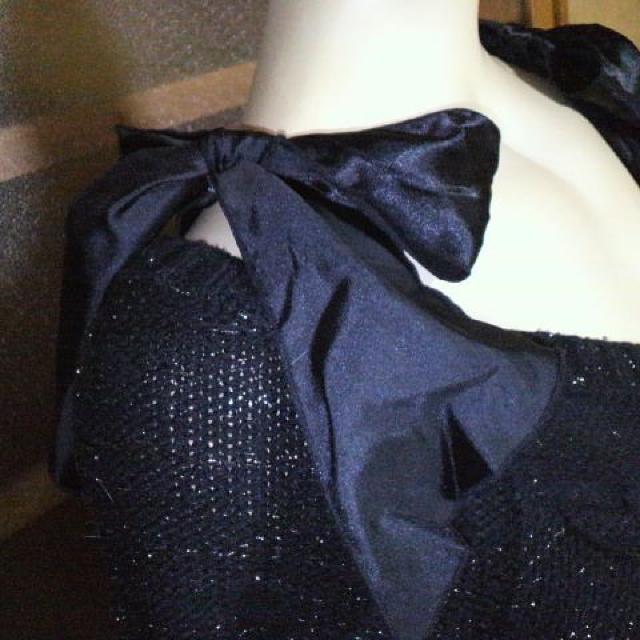 LIVIN ALONEラメラメ肩リボン ニット・セーター < 女性ファッション  LIVIN ALONEラメラメ肩リボン ニット・セーター < 女性ファッションの