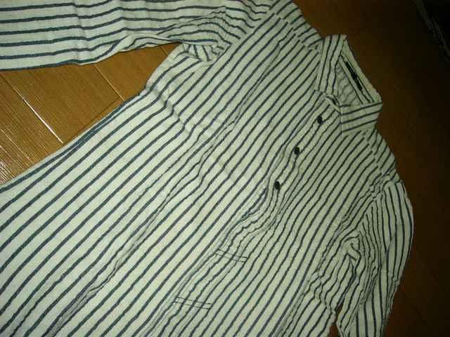 カミエラCAMIERAヘンプ混ストライプシャツ48マリン囚人 < 男性ファッション  カミエラCAMIERAヘンプ混ストライプシャツ48マリン囚人 < 男性ファッションの