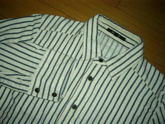 カミエラCAMIERAヘンプ混ストライプシャツ48マリン囚人 < 男性ファッション  カミエラCAMIERAヘンプ混ストライプシャツ48マリン囚人 < 男性ファッションの