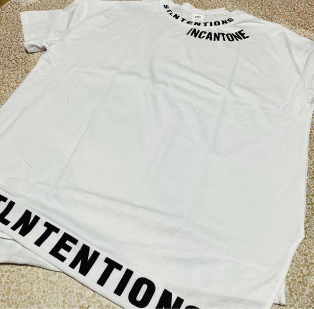 アシメロングtシャツ  ペイント英字ロゴ  裾不規則 ホワイト 大きいサイズ < 女性ファッション  アシメロングtシャツ  ペイント英字ロゴ  裾不規則 ホワイト 大きいサイズ < 女性ファッションの