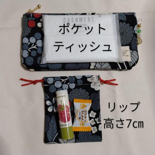 ★木苺柄★花柄♪ファスナーポーチとミニ巾着♪眼鏡入れ、ペンポーチ < 女性ファッション ★木苺柄★花柄♪ファスナーポーチとミニ巾着♪眼鏡入れ、ペンポーチ < 女性ファッションの