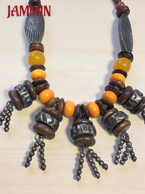 ブラス&ボーンビーズネックレス アフリカン エスニック アジアン ヒッピー 個性派 < 女性アクセサリー/時計  ブラス&ボーンビーズネックレス アフリカン エスニック アジアン ヒッピー 個性派 < 女性アクセサリー/時計の