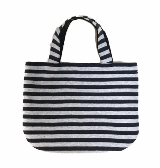 hハンドメイド〓ミニバック&ポーチ〓グレーボーダーカットソー < 女性ファッション hハンドメイド〓ミニバック&ポーチ〓グレーボーダーカットソー < 女性ファッションの