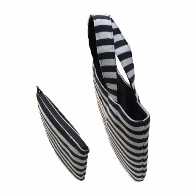 hハンドメイド〓ミニバック&ポーチ〓グレーボーダーカットソー < 女性ファッション hハンドメイド〓ミニバック&ポーチ〓グレーボーダーカットソー < 女性ファッションの