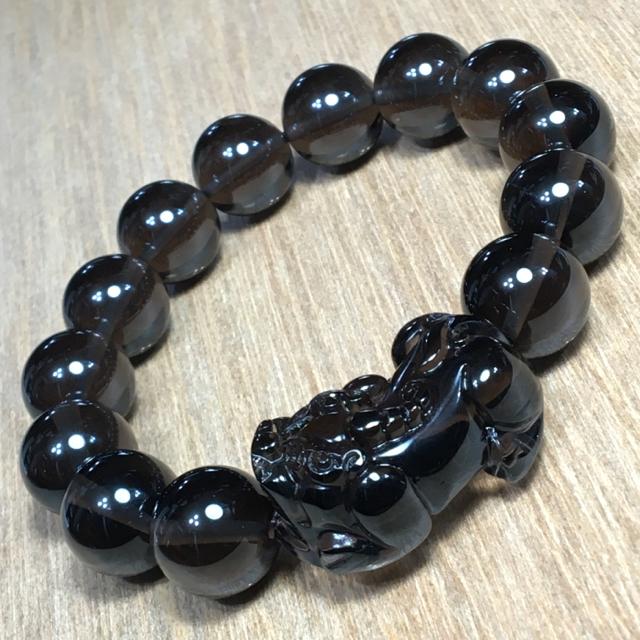 《No.063》ブラジル産 スモーキークォーツ×貔貅 14mm珠 17cm < 女性アクセサリー/時計  《No.063》ブラジル産 スモーキークォーツ×貔貅 14mm珠 17cm < 女性アクセサリー/時計の