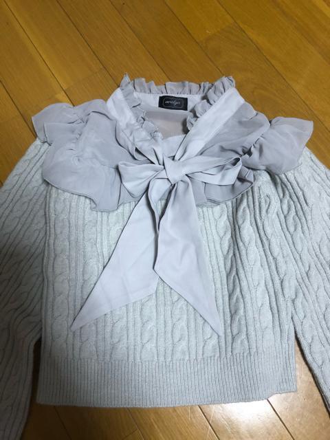 evelyn エブリン シフォン フリル ニット LS < ブランド  evelyn エブリン シフォン フリル ニット LS < ブランドの