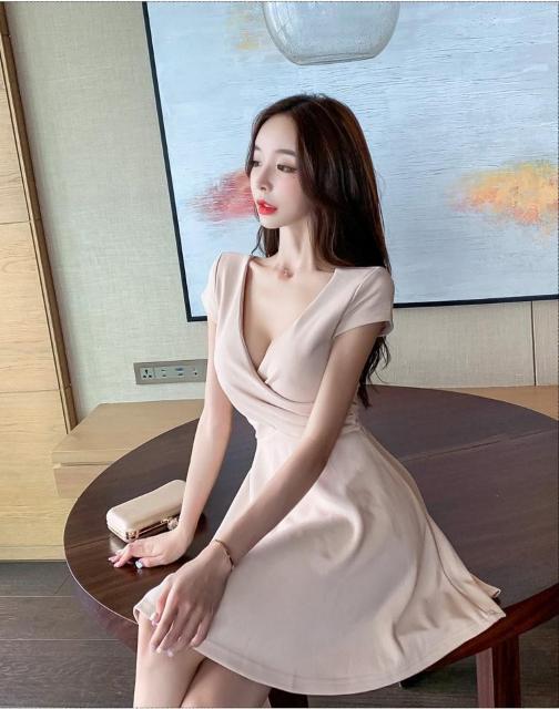 ワンピース パーティードレス ナイトドレス ミニワンピ フェミニン 春 夏 秋 フレア Vネック Aライン 3カラー Lサイズ < 女性ファッション  ワンピース パーティードレス ナイトドレス ミニワンピ フェミニン 春 夏 秋 フレア Vネック Aライン 3カラー Lサイズ < 女性ファッションの