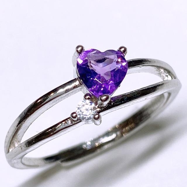 宝石質 0.5ctアメジスト ハートカット フリーサイズリング < 女性アクセサリー/時計  宝石質 0.5ctアメジスト ハートカット フリーサイズリング  < 女性アクセサリー/時計の