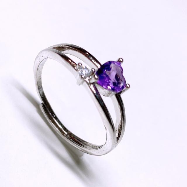 宝石質 0.5ctアメジスト ハートカット フリーサイズリング < 女性アクセサリー/時計  宝石質 0.5ctアメジスト ハートカット フリーサイズリング < 女性アクセサリー/時計の