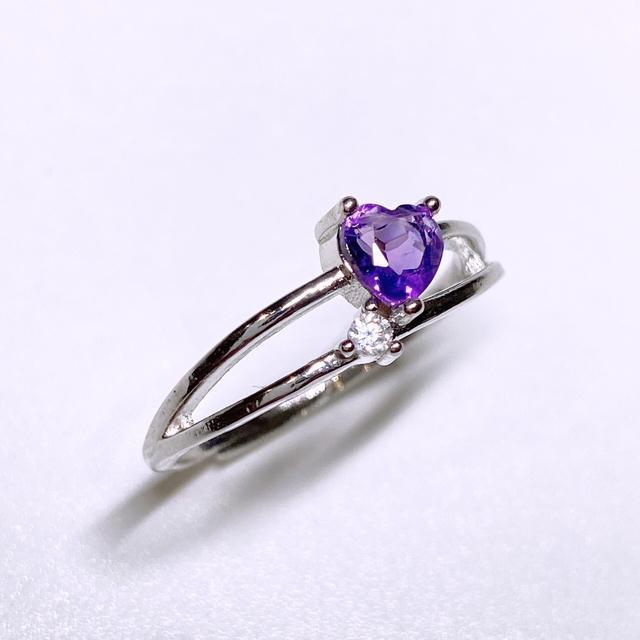 宝石質 0.5ctアメジスト ハートカット フリーサイズリング < 女性アクセサリー/時計  宝石質 0.5ctアメジスト ハートカット フリーサイズリング < 女性アクセサリー/時計の