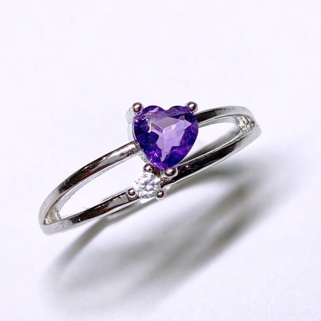 宝石質 0.5ctアメジスト ハートカット フリーサイズリング < 女性アクセサリー/時計  宝石質 0.5ctアメジスト ハートカット フリーサイズリング < 女性アクセサリー/時計の