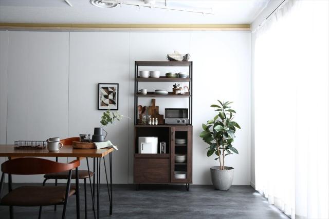 【送料無料】【幅80cm】Walter オープン棚 キッチン収納 ガラス扉 レンジ < インテリア/ライフ 【送料無料】【幅80cm】Walter オープン棚 キッチン収納 ガラス扉 レンジ < インテリア/ライフの