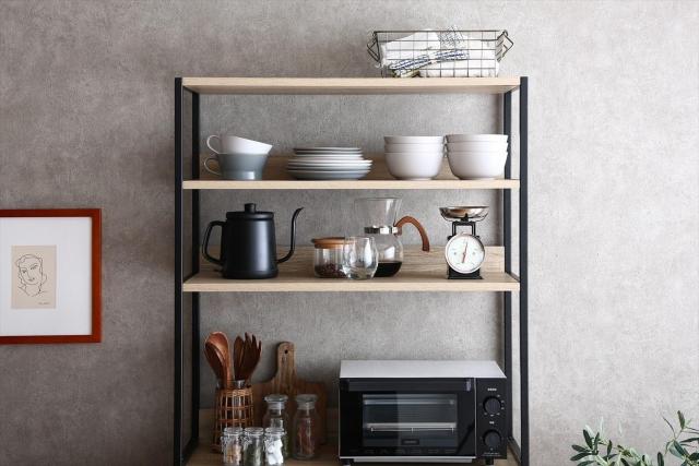 【送料無料】【幅80cm】Walter オープン棚 キッチン収納 ガラス扉 レンジ < インテリア/ライフ 【送料無料】【幅80cm】Walter オープン棚 キッチン収納 ガラス扉 レンジ < インテリア/ライフの