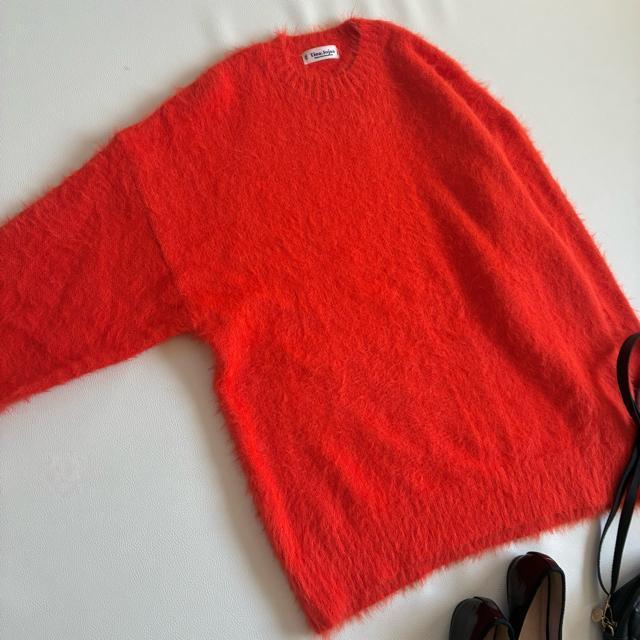 ◆極美品◆TINA:JOJUN◆ふわふわシャギー長袖ニット◆チュニック◆赤◆ < 女性ファッション  ◆極美品◆TINA:JOJUN◆ふわふわシャギー長袖ニット◆チュニック◆赤◆ < 女性ファッションの