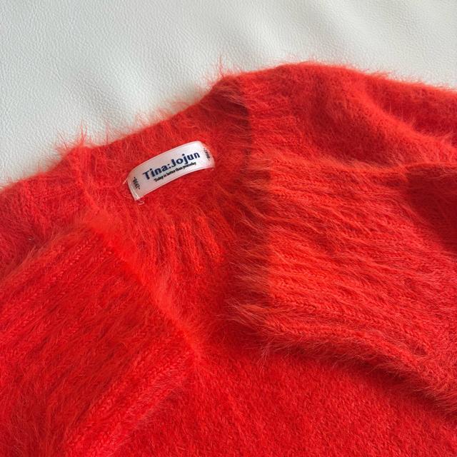 ◆極美品◆TINA:JOJUN◆ふわふわシャギー長袖ニット◆チュニック◆赤◆ < 女性ファッション  ◆極美品◆TINA:JOJUN◆ふわふわシャギー長袖ニット◆チュニック◆赤◆ < 女性ファッションの