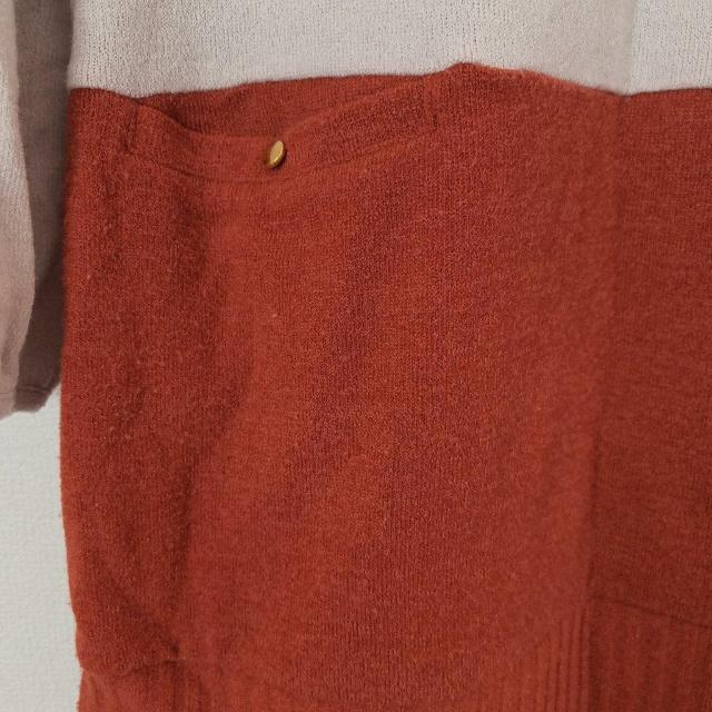 grove 長袖ニット 2トーン カラー グレージュ・オレンジ ワンピース < ブランド grove 長袖ニット 2トーン カラー グレージュ・オレンジ ワンピース < ブランドの