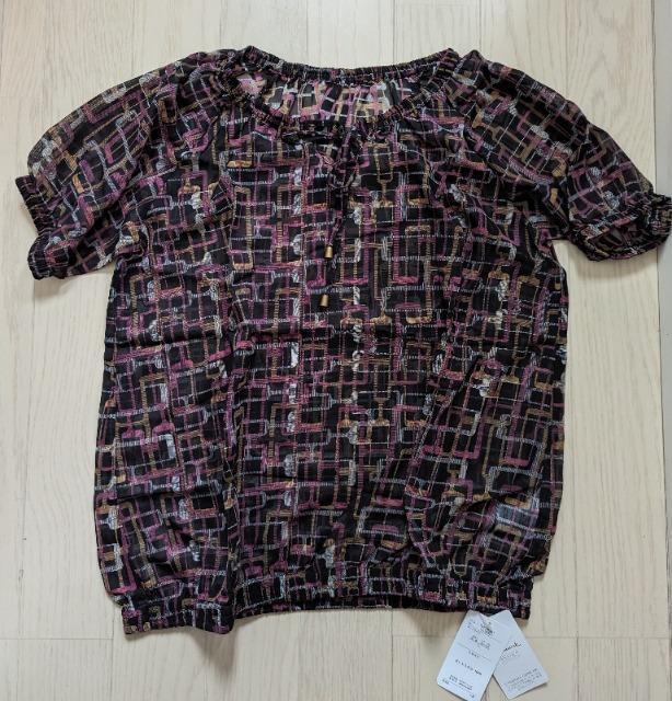 LL★Hallmark★モダン柄シフォン★シアーブラウス★送料無料 < 女性ファッション  LL★Hallmark★モダン柄シフォン★シアーブラウス★送料無料  < 女性ファッションの