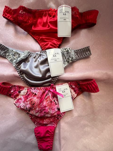 LLサイズ!3枚セット!光沢ツルツル素材!シフォン使いあり!高貴品格!色とりどり!エレガント!Tバックショーツ!No.椿 < 女性ファッション LLサイズ!3枚セット!光沢ツルツル素材!シフォン使いあり!高貴品格!色とりどり!エレガント!Tバックショーツ!No.椿 < 女性ファッションの