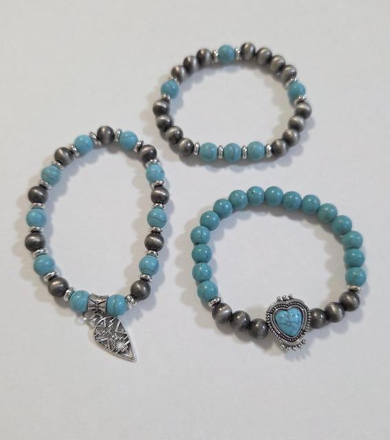 ターコイズブレスレット★3点セット★新品 インディアンアクセサリー レディースブレスレット ターコイズアクセサリー < 女性アクセサリー/時計 ターコイズブレスレット★3点セット★新品 インディアンアクセサリー レディースブレスレット ターコイズアクセサリー < 女性アクセサリー/時計の