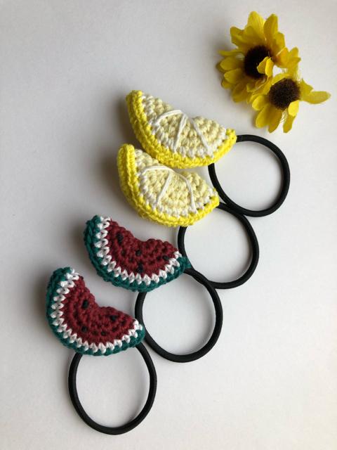 ハンドメイド ヘアゴム 真っ赤なスイカと爽やかレモン♪♪ < 女性ファッション  ハンドメイド ヘアゴム 真っ赤なスイカと爽やかレモン♪♪ < 女性ファッションの