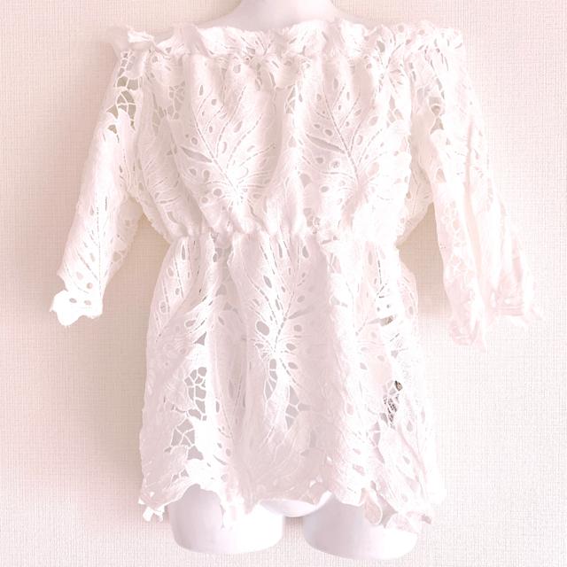 2wayWhiteオフショルダーリーフチュニックシースルーリゾート白 < ブランド 2wayWhiteオフショルダーリーフチュニックシースルーリゾート白 < ブランドの