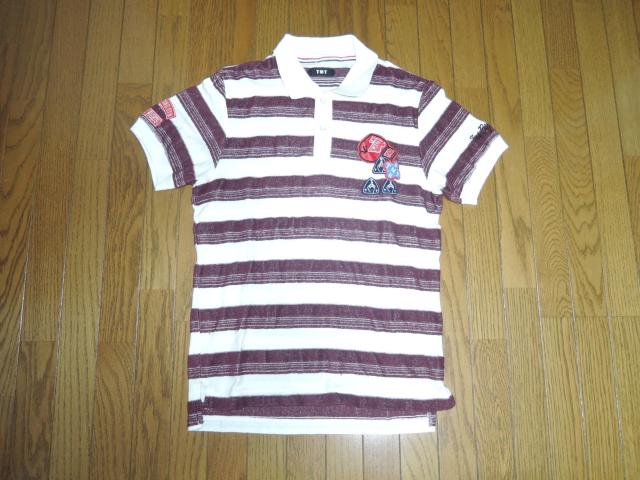 TMT パイル地 ポロシャツ S ボーダー ワッペン ワークシャツ 半袖シャツ ティーエムティー < ブランド TMT パイル地 ポロシャツ S ボーダー ワッペン ワークシャツ 半袖シャツ ティーエムティー < ブランドの