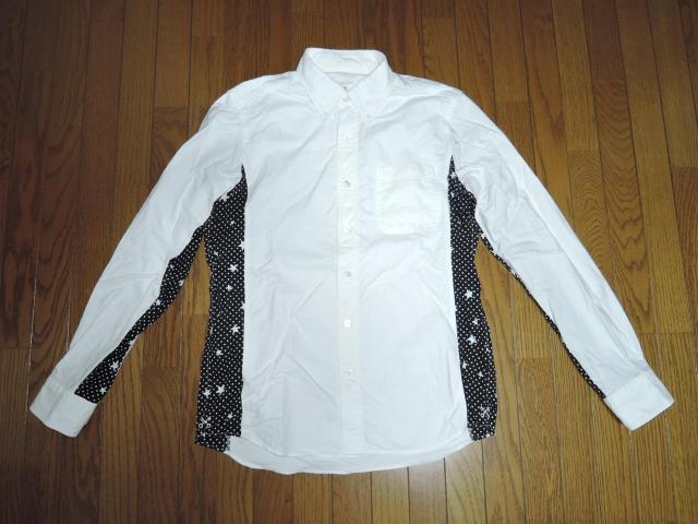 uniform experiment white line ユニフォームエクスペリメント サイドパネル スタードット柄シャツ 1白 < ブランド  uniform experiment white line ユニフォームエクスペリメント サイドパネル スタードット柄シャツ 1白  < ブランドの