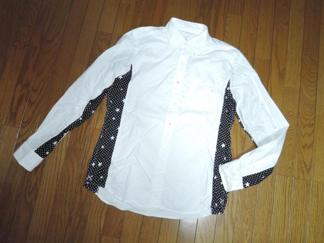 uniform experiment white line ユニフォームエクスペリメント サイドパネル スタードット柄シャツ 1白 < ブランド  uniform experiment white line ユニフォームエクスペリメント サイドパネル スタードット柄シャツ 1白 < ブランドの