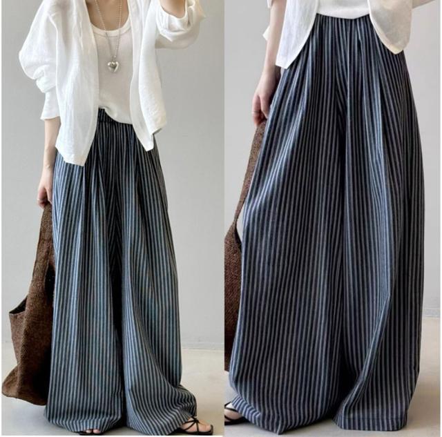 ���C�h�p���c�@�X�g���C�v���@�K�E�`���p���c  �l�C�r�[�n�@�傫���T�C�Y  �� �����t�@�b�V������ 