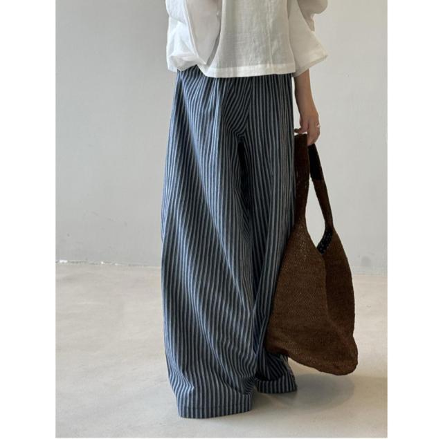 ���C�h�p���c�@�X�g���C�v���@�K�E�`���p���c  �l�C�r�[�n�@�傫���T�C�Y �� �����t�@�b�V������ 