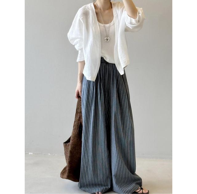 ���C�h�p���c�@�X�g���C�v���@�K�E�`���p���c  �l�C�r�[�n�@�傫���T�C�Y �� �����t�@�b�V������ 