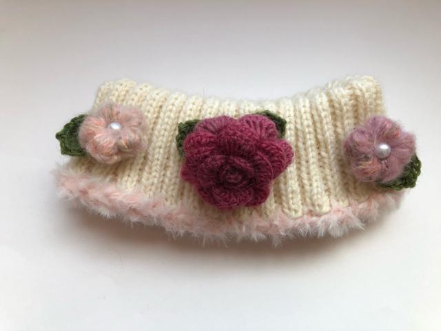ハンドメイド ネックウォーマー ウール100% 薔薇とぷっくり花 < 女性ファッション  ハンドメイド ネックウォーマー ウール100% 薔薇とぷっくり花 < 女性ファッションの