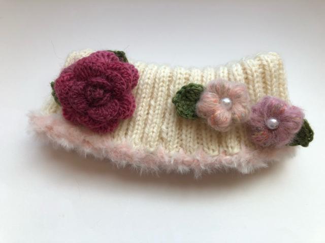 ハンドメイド ネックウォーマー ウール100% 薔薇とぷっくり花 < 女性ファッション  ハンドメイド ネックウォーマー ウール100% 薔薇とぷっくり花 < 女性ファッションの