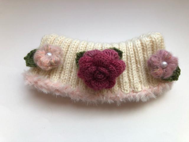 ハンドメイド ネックウォーマー ウール100% 薔薇とぷっくり花 < 女性ファッション  ハンドメイド ネックウォーマー ウール100% 薔薇とぷっくり花 < 女性ファッションの