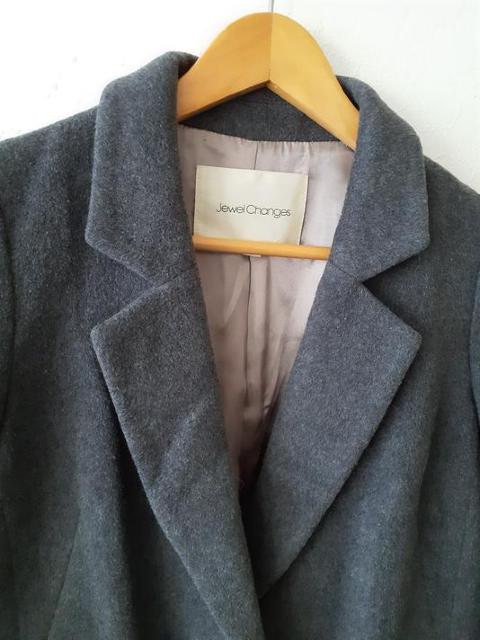 Jewel Changes ジュエルチェンジズ◆ダークグレー ウール混 チェスター ロング コート◆36サイズ < 女性ファッション  Jewel Changes ジュエルチェンジズ◆ダークグレー ウール混 チェスター ロング コート◆36サイズ < 女性ファッションの