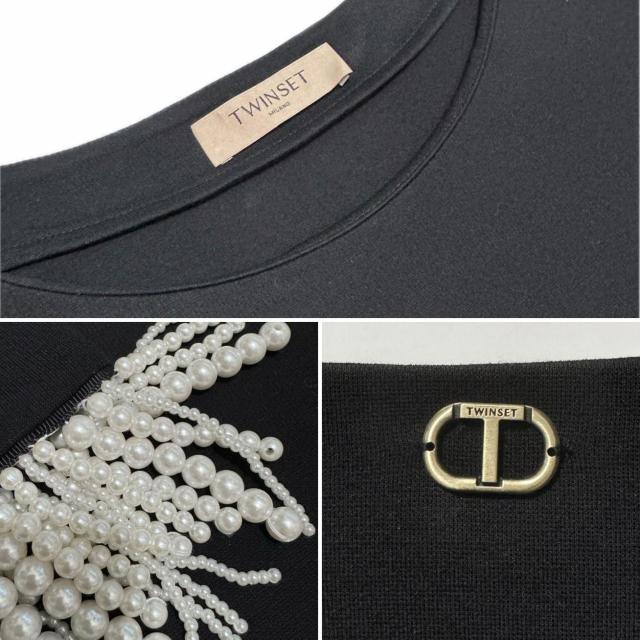 新品ツインセットTWIN-SETフリンジパールが素敵な半袖ワンヒ < 女性ファッション 新品ツインセットTWIN-SETフリンジパールが素敵な半袖ワンヒ < 女性ファッションの