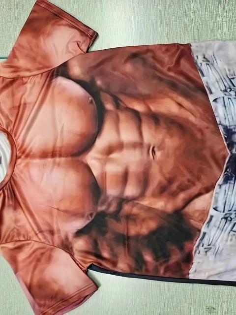 超お買い得1190円★メンズ 3DマッスルプリントTシャツ ビンテージスタイル 半袖 夏 USAサイズM(日本サイズXL相当) < 男性ファッション  超お買い得1190円★メンズ 3DマッスルプリントTシャツ ビンテージスタイル 半袖 夏 USAサイズM(日本サイズXL相当) < 男性ファッションの