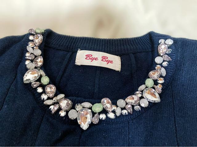 Mixビジューリブニット●ネイビー紺●ByeByeバイバイ●クリア・ホワイト・ミントグリーン < ブランド  Mixビジューリブニット●ネイビー紺●ByeByeバイバイ●クリア・ホワイト・ミントグリーン < ブランドの